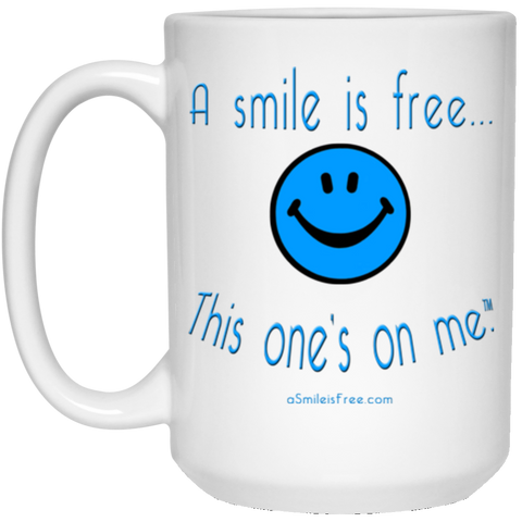 21504 15 oz. White Mug Blue Smile