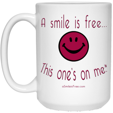 21504 15 oz. White Mug Maroon Smile