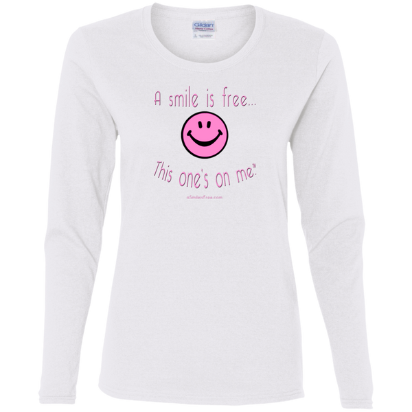 G540L Ladies' Cotton LS T-Pink Smile