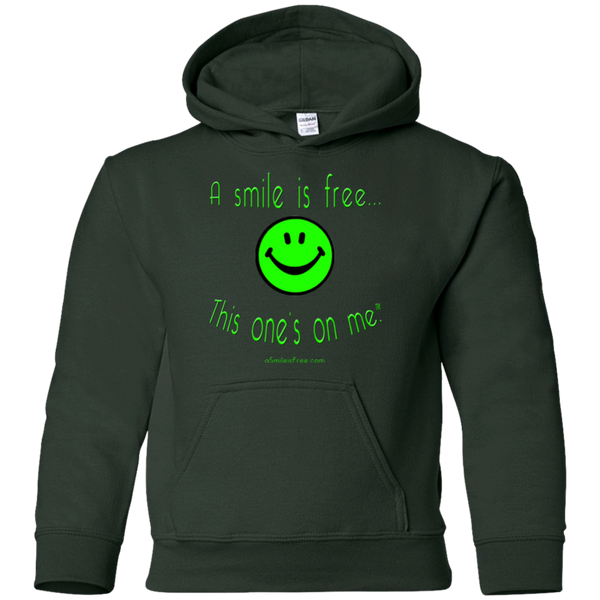 G185B Youth Pullover Hoodie Neon Green Smile