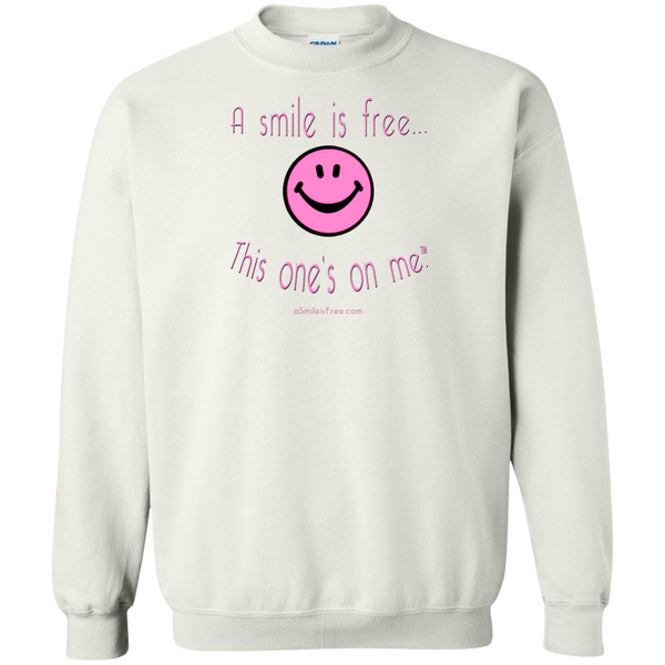 G180 Crewneck Pullover Sweatshirt  8 oz. Pink Smile