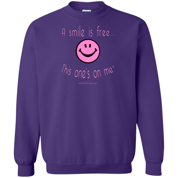 G180 Crewneck Pullover Sweatshirt  8 oz. Pink Smile