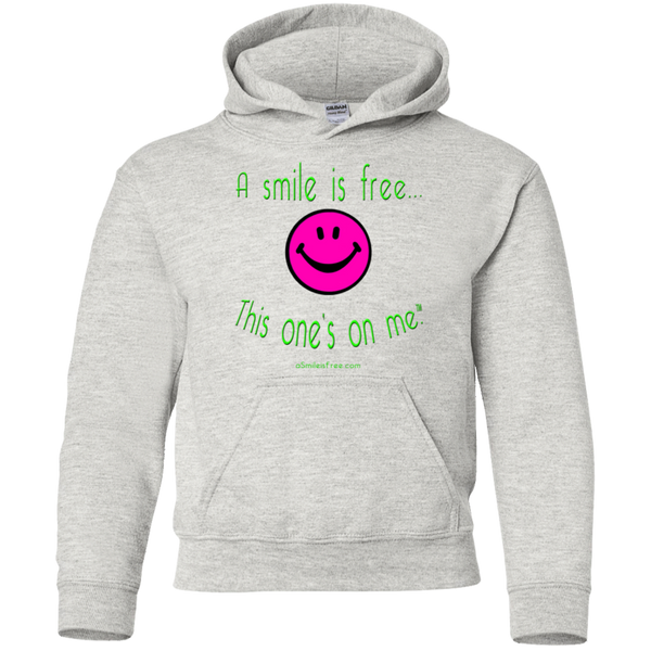 G185B Youth Pullover Hoodie Neon Pink Smile/NG