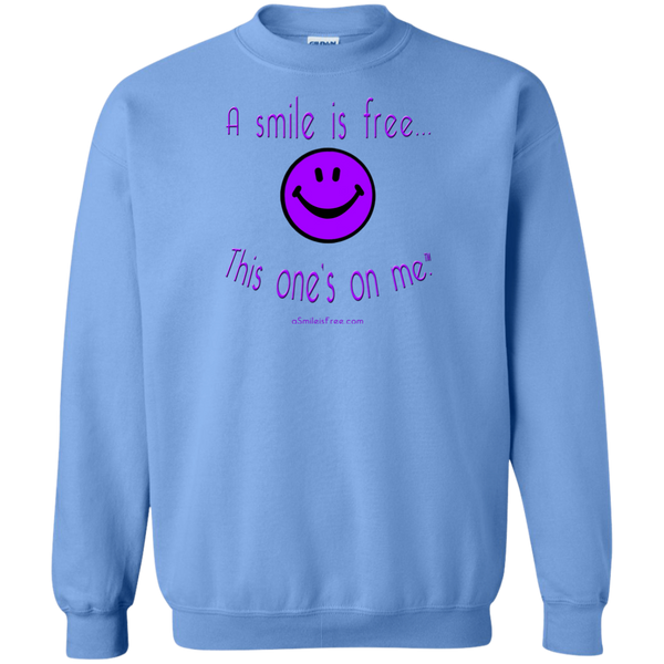 G180 Crewneck Pullover Sweatshirt  8 oz. Purple Smile