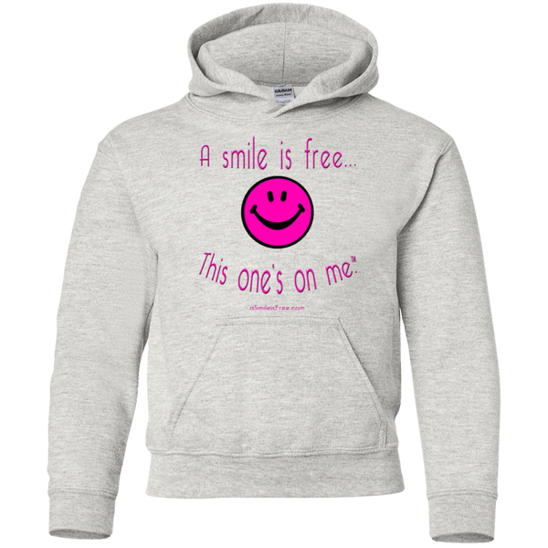 G185B Youth Pullover Hoodie Neon Pink Smile