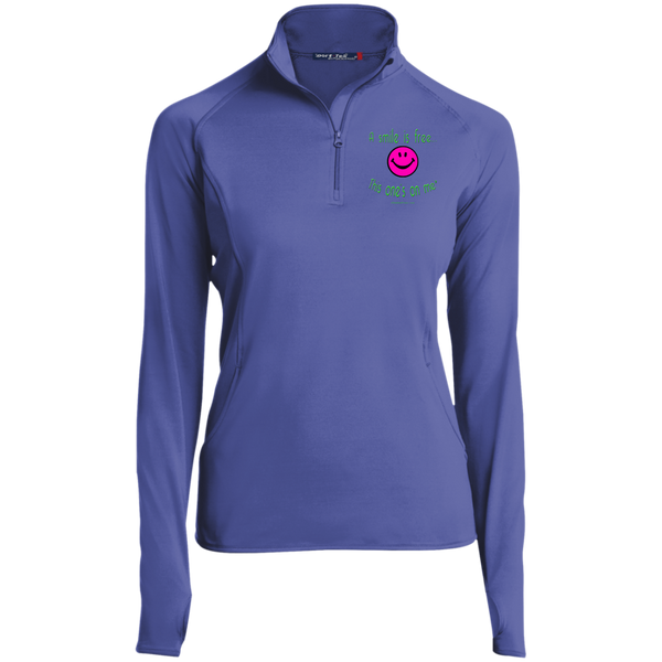 LST850 Women's 1/2 Zip Performance Pullover Neon Pink Smile/NG