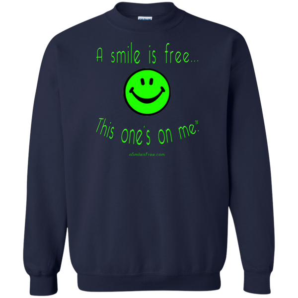 G180 Crewneck Pullover Sweatshirt  8 oz. Neon Green Smile